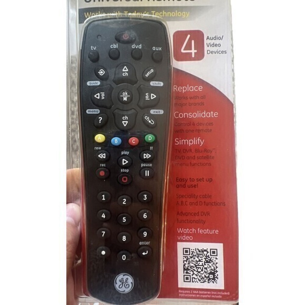 GE Remote‎ 24944/All-N-1 TV Control 4 Devices One Remote-Tested Working